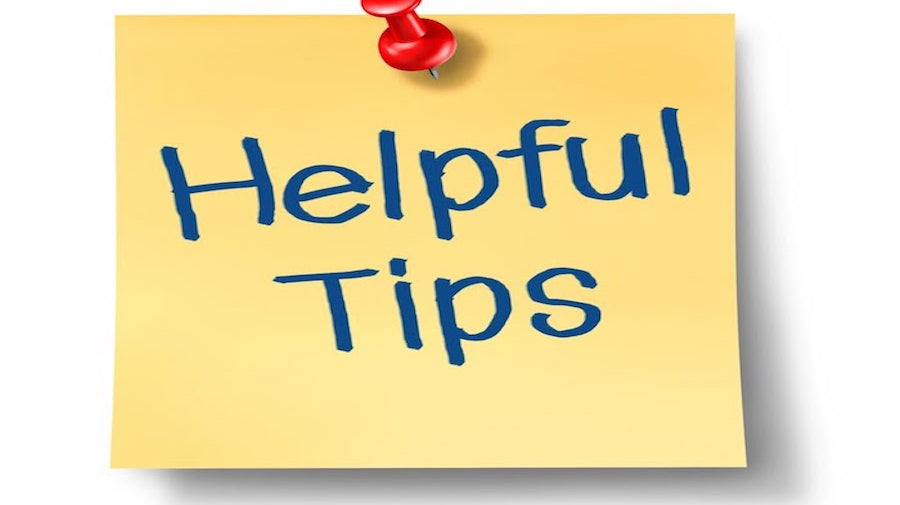 Sticky note that says helpful tips