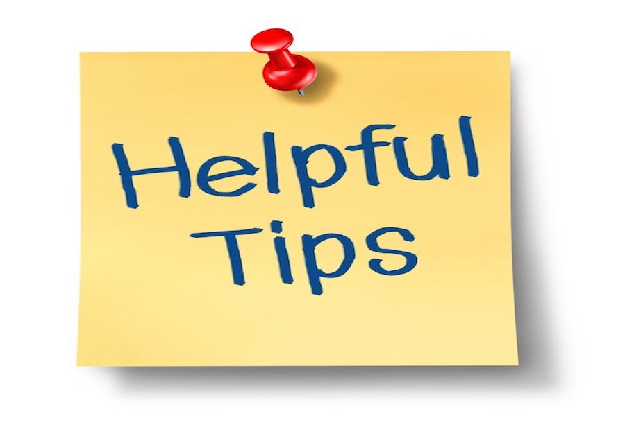 Sticky note that says helpful tips